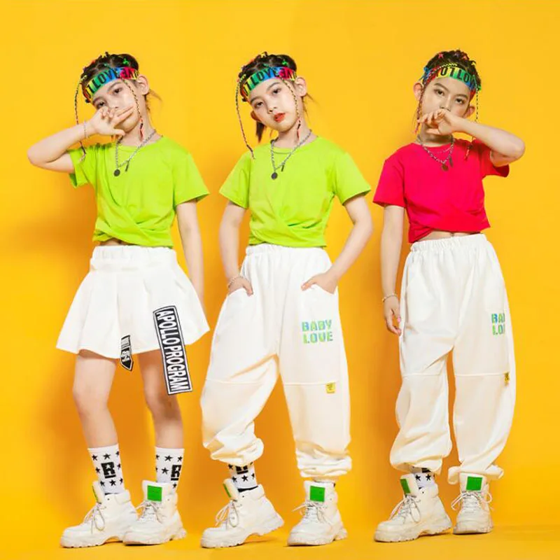 

Kids Concert Outfit Hip Hop Clothing Sweatshirt Crop Top TShirt Streetwear Pants MIni Skirt For Girls Jazz Dance Costume Clothes
