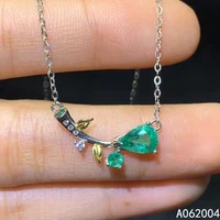 kjjeaxcmy fine jewelry 925 sterling silver inlaid natural emerald female new pendant necklace luxury support test with box