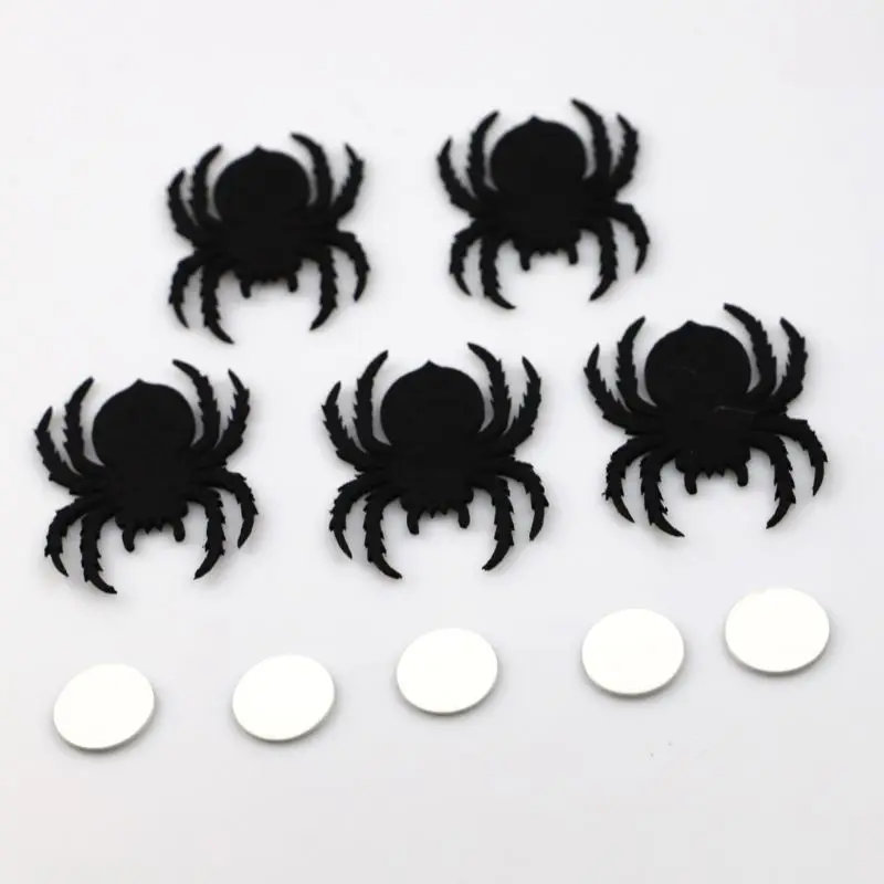 

Q0KF 5pcs Non-woven Felt Halloween Spider Wall Decorative Haunted House Prop Decor