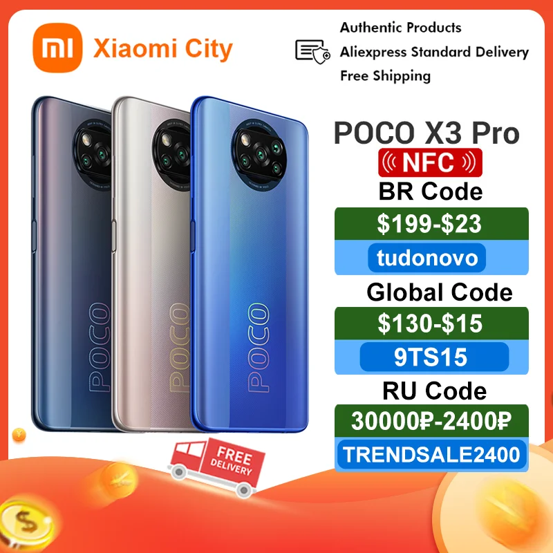 Poco X3 Pro 8GB 256GB 6GB 128GB Global Version Smartphone Xiaomi Smartphone Cellphone Xiaomi