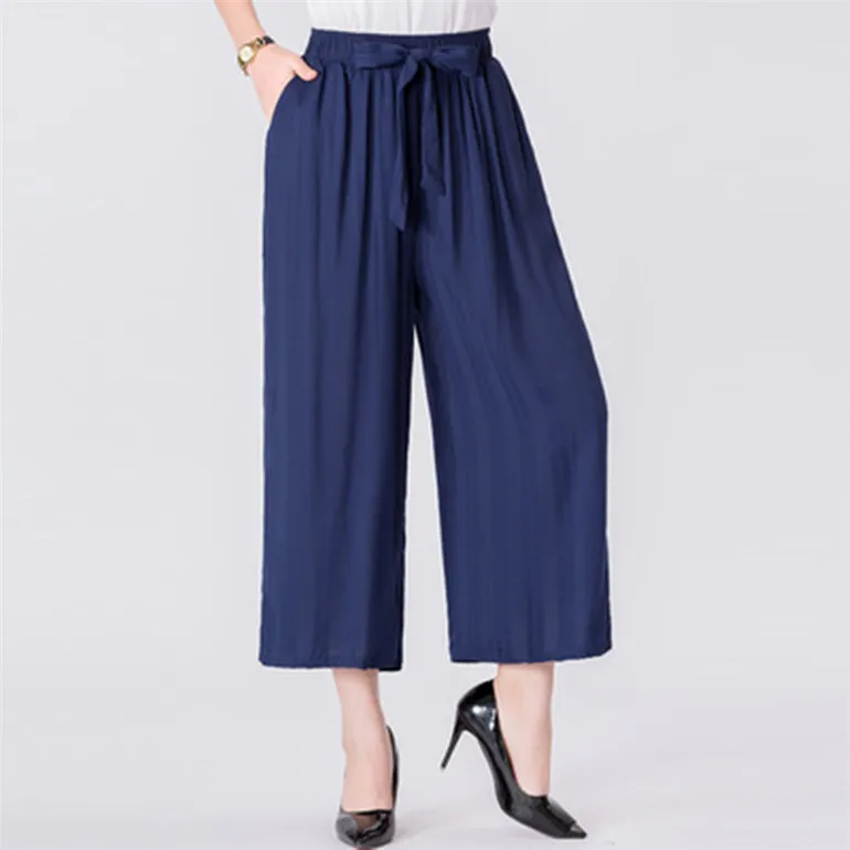 Женские летние тонкие брюки клеш с высокой талией и широкими штанинами|Брюки| |