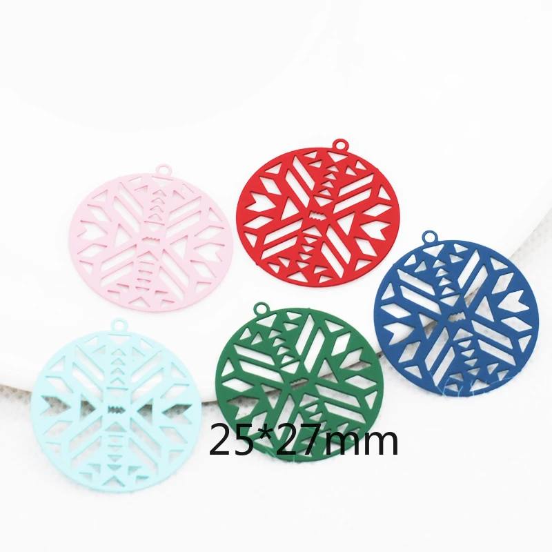 

20pcs/Lot Painted Round Stamp Charm Filigree Watermark Pendant Big Fashion Jewelry Earring Accessories