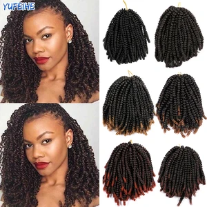 Passion Twist Crochet Hair Synthetic Braiding Hair Extensions 8Inch 30Roots Spring Twist Hair Crochet Braids Rainbow Grey Pink