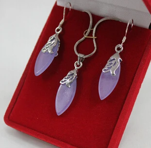 Хит продаж новинка j003182 ювелирные изделия цвет нефрит фиолетовый кулон серьги