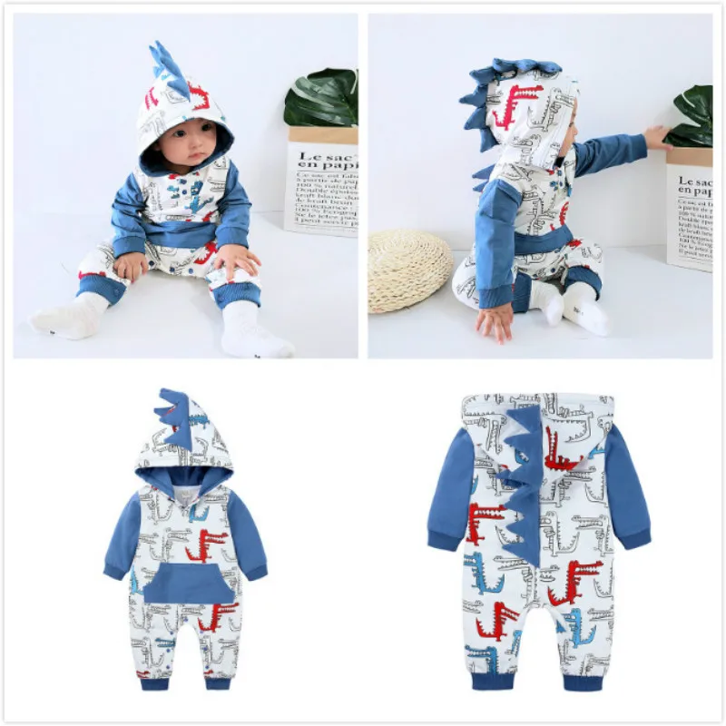 

Baby Boy Girl 3D Crocodile Costume Pink Gray Blue Rompers Warm Spring Autumn Cotton Jumpsuits Newborn Cotton Lovely Tracksuits
