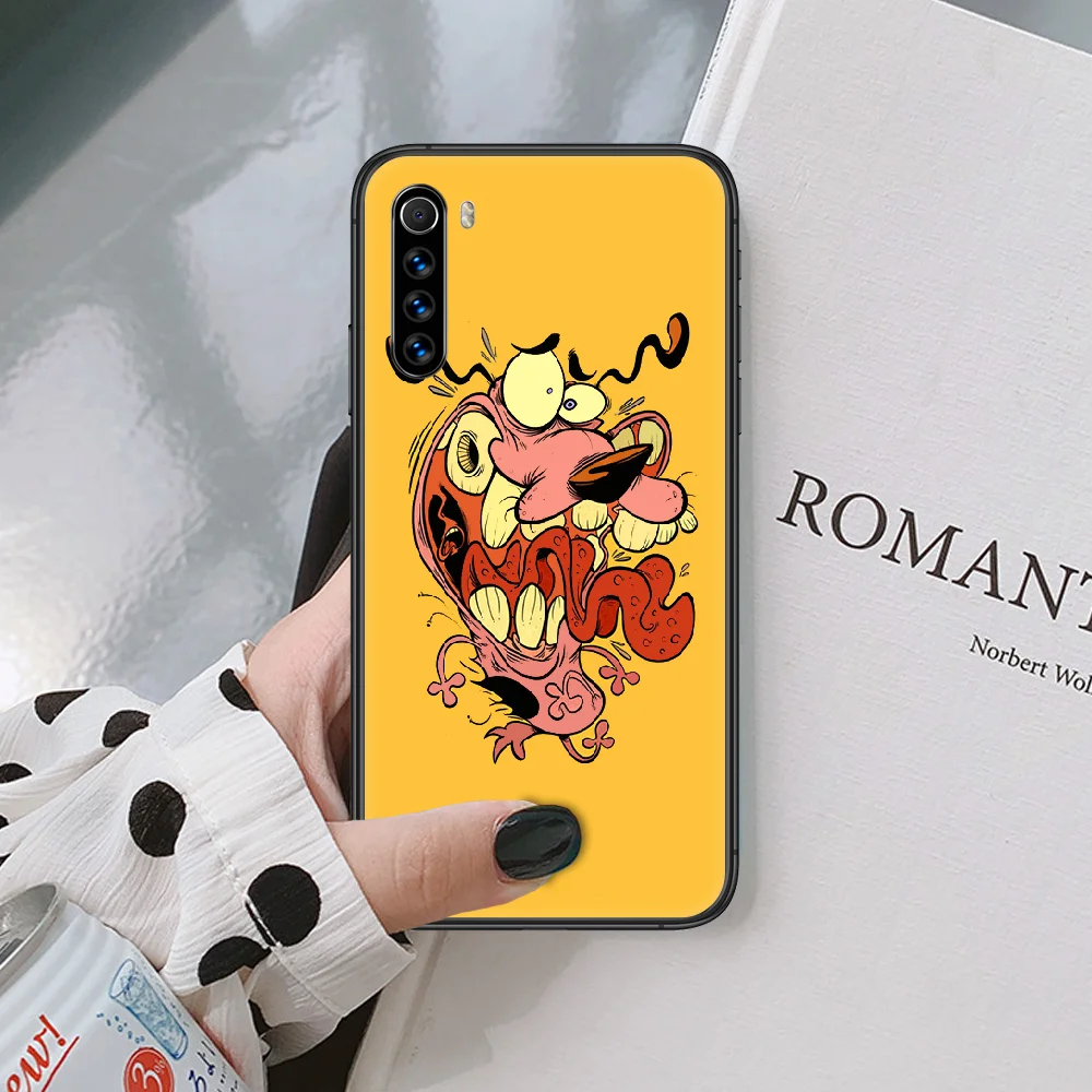 

Cute Cowardly Cartoon Dog Phone Case For Xiaomi Redmi Note 7 8 8T 9 9S 4X 7 7A 9A K30 Pro Ultra black Coque Trend Etui Painting