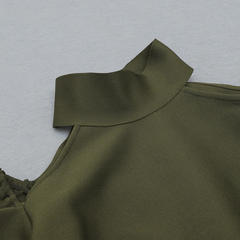 

Free Shipping Wholesale 2021 Women's Dress Army Green Long Sleeve Fashion Casual Celebrity Cocktail Party Bandage Dress
