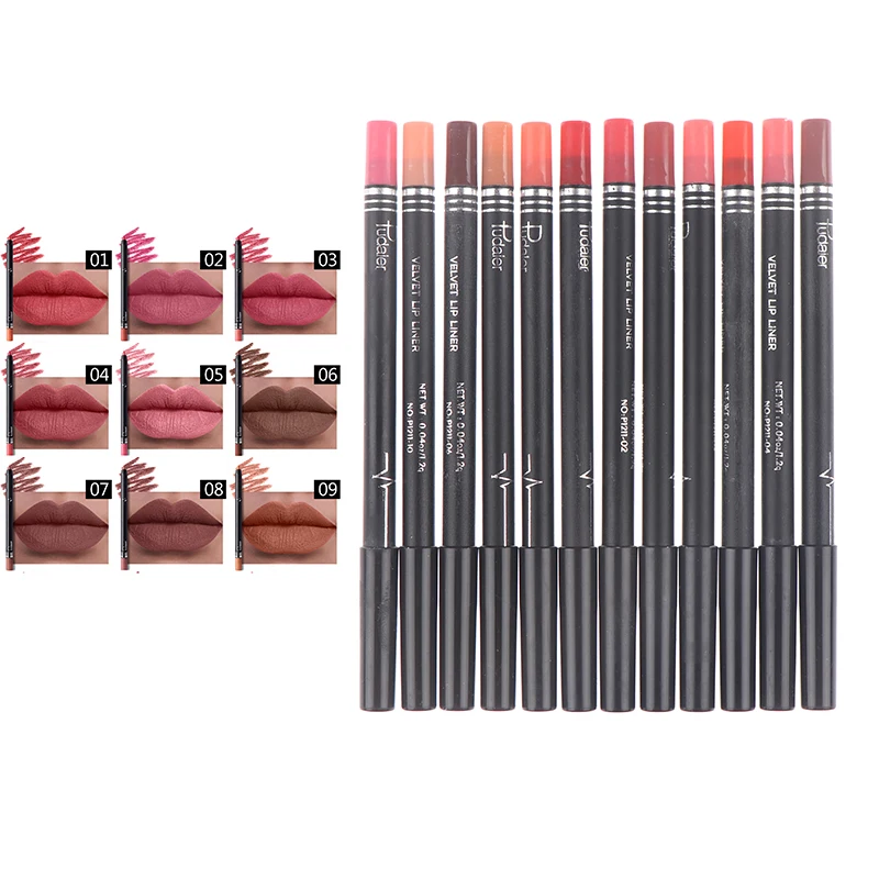 

12 Colors Lip Pencils Matte Lipliner Waterproof Smooth Colored Lipstick Pen
