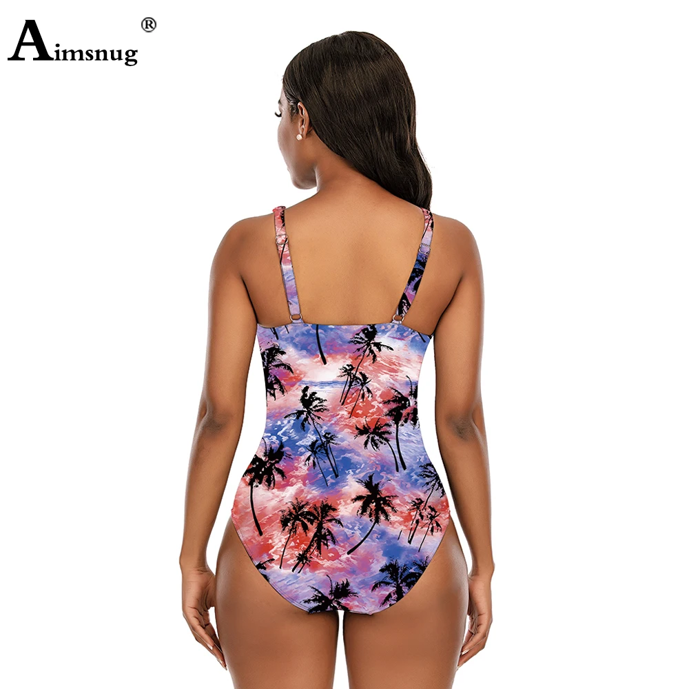 Размера плюс для женщин Цельный купальник классический цветочный принт