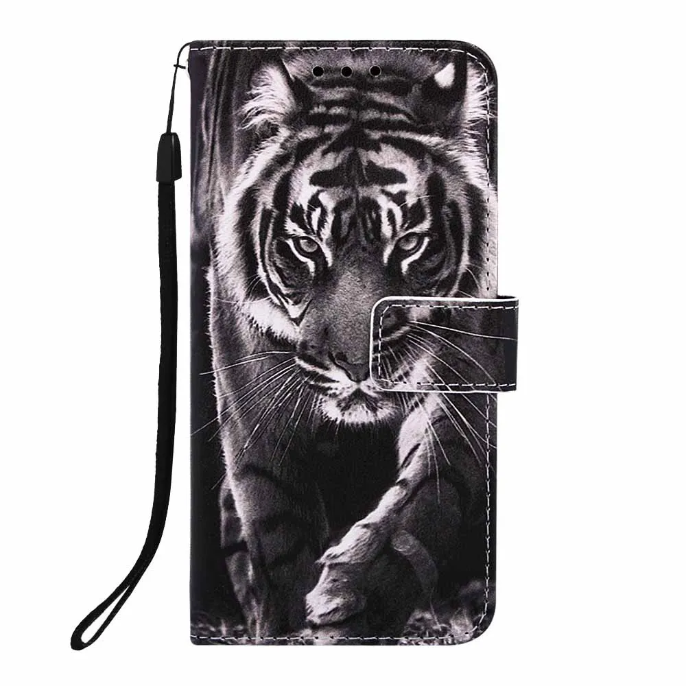 Black White Tiger Симпатичные панды или тигра узор Бумажник Флип-кейсы для samsung Galaxy M10 M20 M30 A10 A20 A30 A40 A50 A70 A80 A90 A10E A20E чехол Fundas - Цвет: Black White Tiger