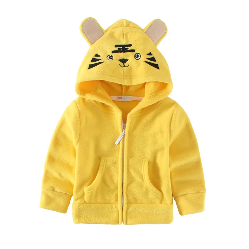Yellow Tiger Mudkingdom/пальто с капюшоном с изображением животных для маленьких мальчиков и девочек; яркие Зимние флисовые пальто - Цвет: Yellow Tiger