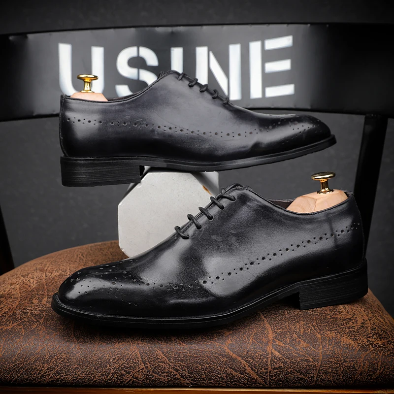 

2020 New Men Formal Shoes Leather Business Casual Shoes High Quality Men Dress Office Luxury Shoes Male Breathable Oxfords