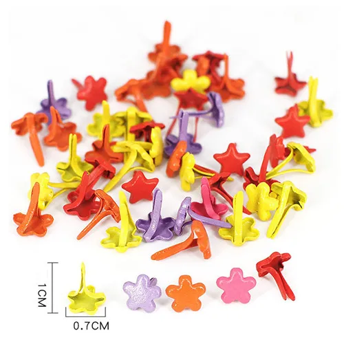 100 colored flowers 100 шт 8*17 мм Металлические Круглые Декоративные ногти поворотные кнопки Brads подарочные аксессуары детские материалы для художественного творчества «сделай сам» - Цвет: 100 colored flowers