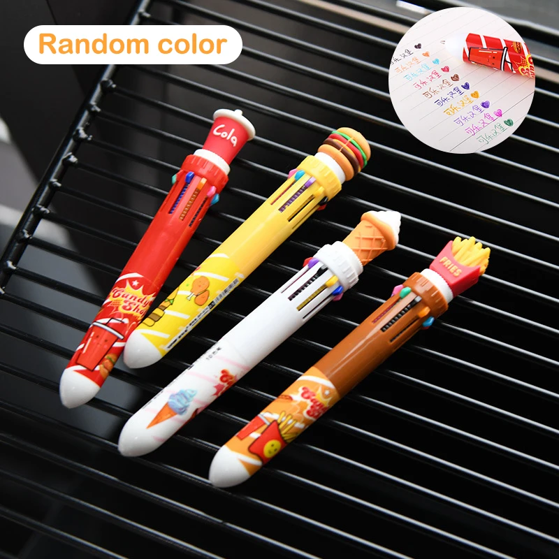 

10 Colors Cute Ballpoint Pen School Office Supply Stationery Coke Burger Fries