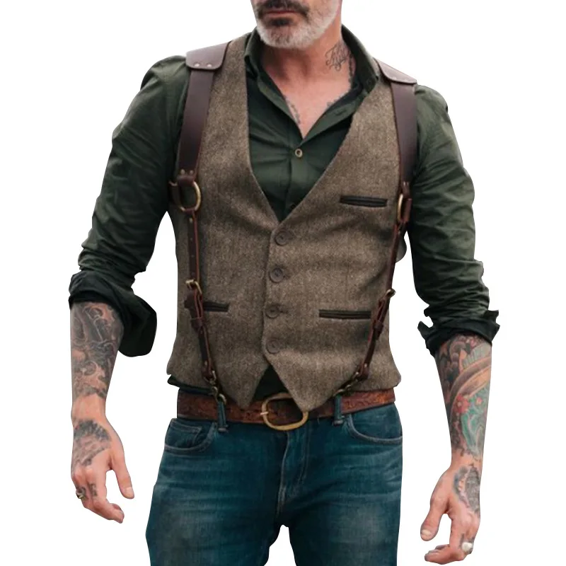

2021 New Summer Men's Casual Vest European and American Fashion Temperament Solid Color Open Pocket Vest Men's Jacket