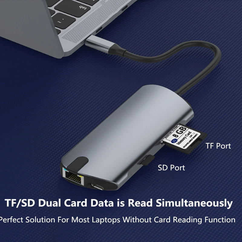 USB концентратор 3,0 с адаптером питания SD TF карта HDMI ридер RJ45 Ethernet PD зарядное устройство USB-C type-C мульти концентратор для Mackbook Pro