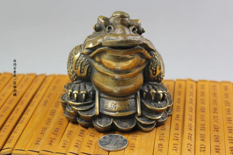 Античная латунь медь Жаба счастливая конфета украшения коллекционный магазин