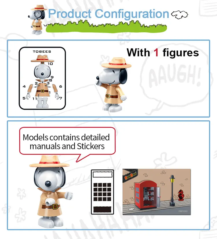 BanBao Горячие IP Snoopy арахис дом техника город Playmobil Juguetes пластиковые строительные блоки, игрушки развивающие модели DIY Кирпичи