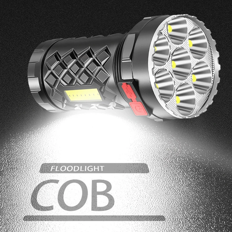 

Led Flashlight Super Bright Ultra Powerful Flashlight Rechargeable COB Side Light 4 Modes for Outdoor Adventure