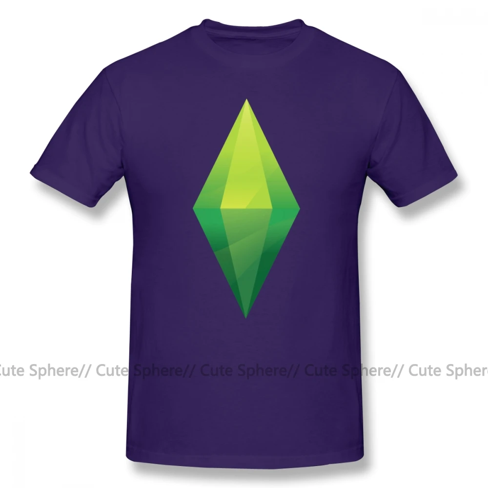 The Sims/футболка The Sims Plumbob, футболка, Милая футболка с принтом, модная футболка с коротким рукавом, большой размер, 100 хлопок, Мужская футболка - Цвет: Purple
