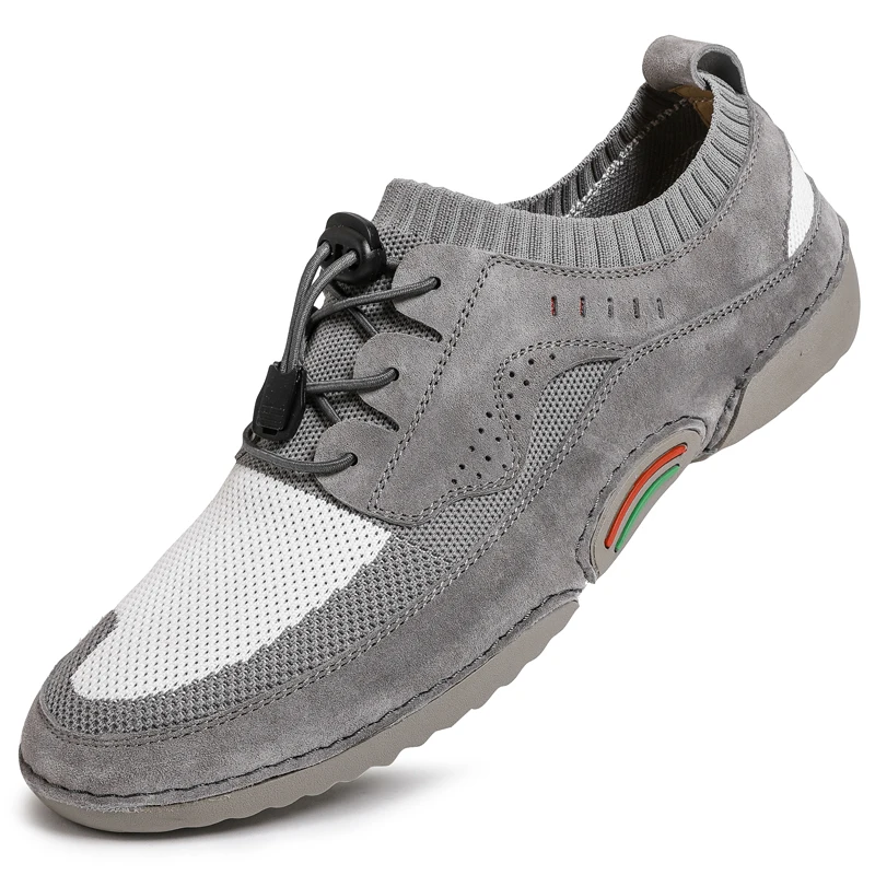 

Кроссовки Misalwa мужские из натуральной кожи, Повседневные вязаные, мягкие лоферы, на плоской подошве, эластичные, для вождения, летняя Улична...