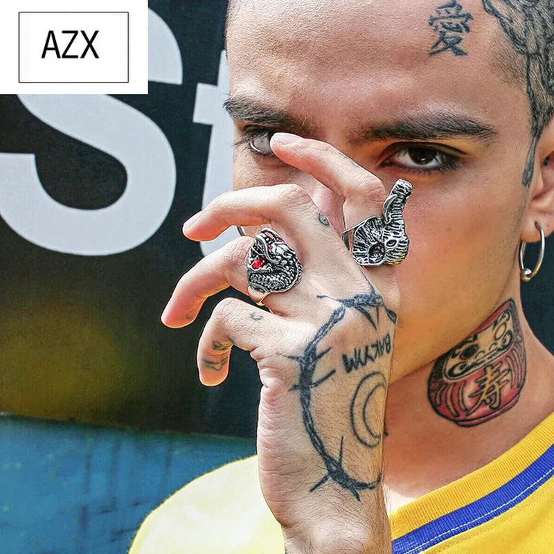 Новое кольцо с драконом в стиле ретро для мужчин Уличная Индивидуальность Мода