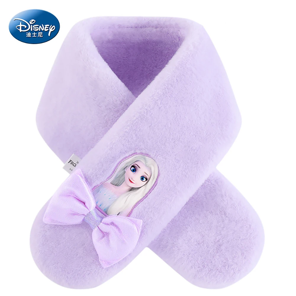 

Disney Neckerchief Frozen Velvet Woolen Children Scarf For Girls Bow Decorated Winter Keep Warm Thick Sweety Kids Lovely Baby