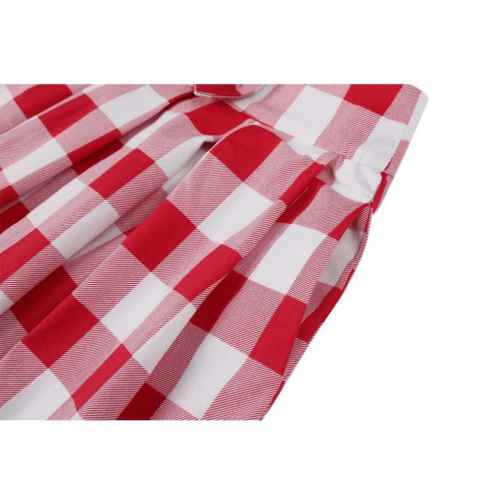 Юбка женская плиссированная средней длины хлопковая в клетку с высокой талией