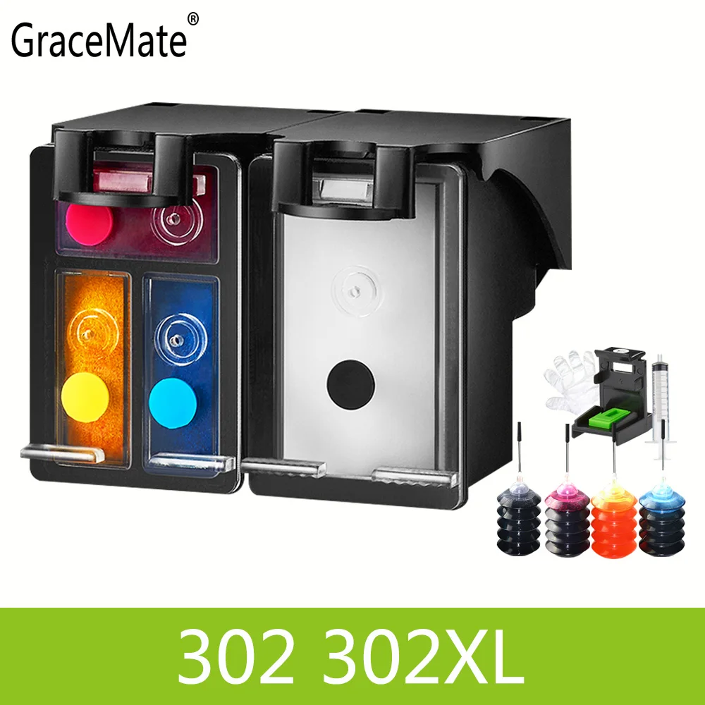 Многоразовый картридж для принтера HP302 XL Deskjet 2130 2135 1110 1112 3630 3632 Officejet 3830 3834 4650 4655|ink