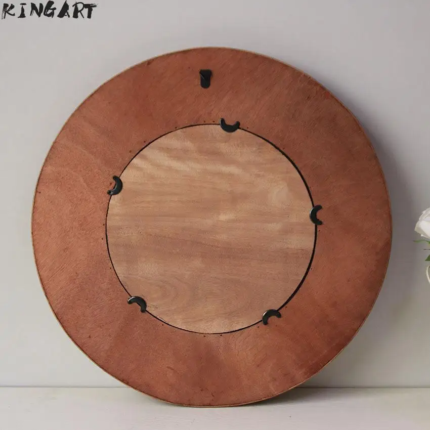 Винтажное большое настенное зеркало деревянное круглое для украшения дома