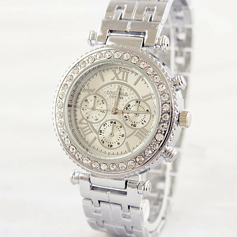 

Роскошные брендовые Серебристые часы, женский браслет с 3 глазами, модные повседневные женские часы, браслет из нержавеющей стали Стразы, кв...