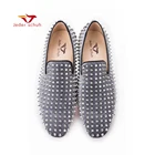 Мужские бархатные туфли ручной работы с черными заклепками, модные мужские лоферы для вечеринки и свадьбы, курительные тапочки в итальянском стиле, мужские туфли