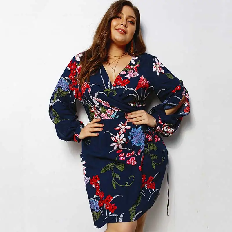 Женское платье с цветочным принтом большие размеры весеннее женские сексуальные