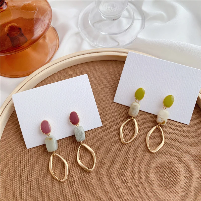 Ретро длинные серьги-капли из смолы для женщин pendientes 2020 золотые геометрические