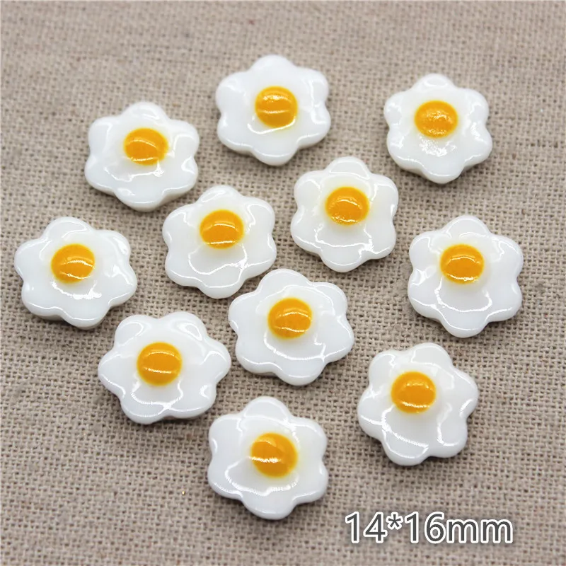 20 шт. кавайная каучуковая модель маленького яичницы с плоским основанием кабошон