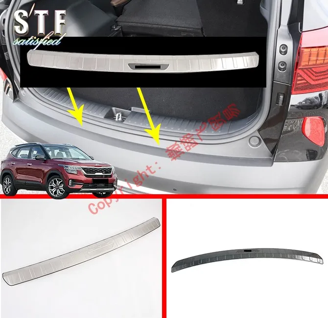 

Stainless Steel Rear Bumper Protection Outside Trunk Sill Decorative Plate Pedal For KIA Seltos 2019 2020