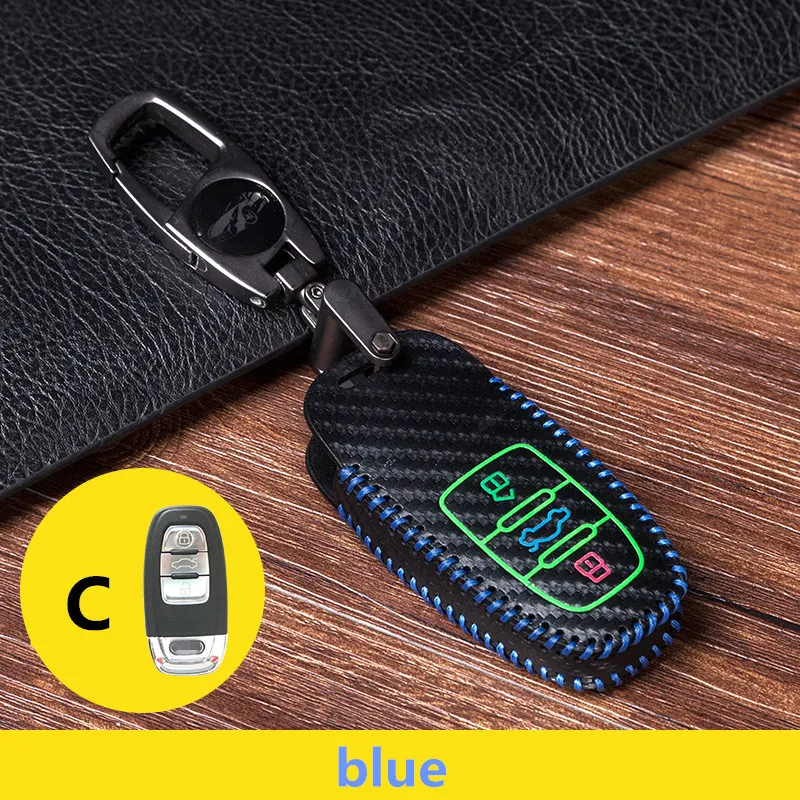 Luminous Leather car key case for Audi A5 Q7 S4 S5 A4 B9 A4L 4m TT TTS RS 8 2016 S 2017 2018 A6 Q5 cover | Автомобили и мотоциклы