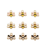 20pcslot wholesale cute mini bee honeybee shape enamel charms kc gold back zinc alloy animal pendants for bracelet earring