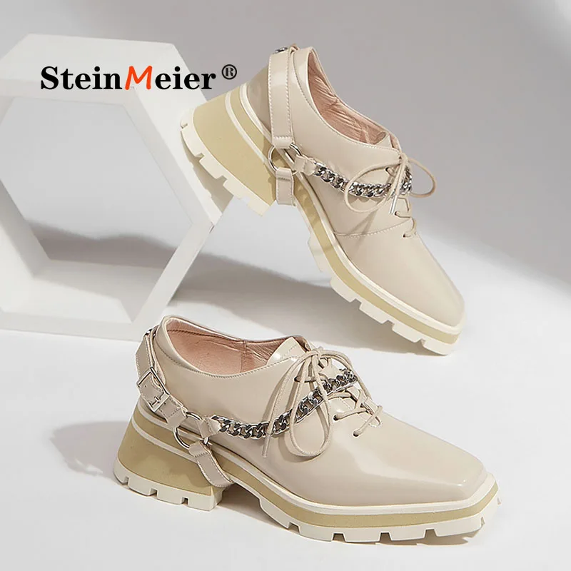 Женские туфли на плоской подошве Yinzo ботинки из натуральной кожи шнуровке с