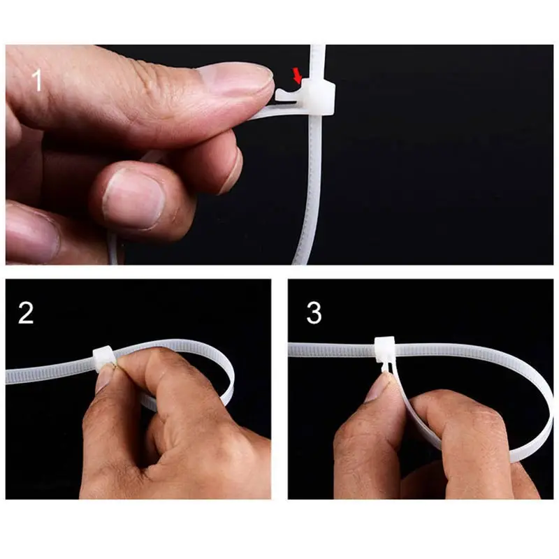10-100pcs Reusable Nylon Cable Tie May Loosened Removable and Retractable Black/White Large Plastic With Strong Buckle | Дом и сад