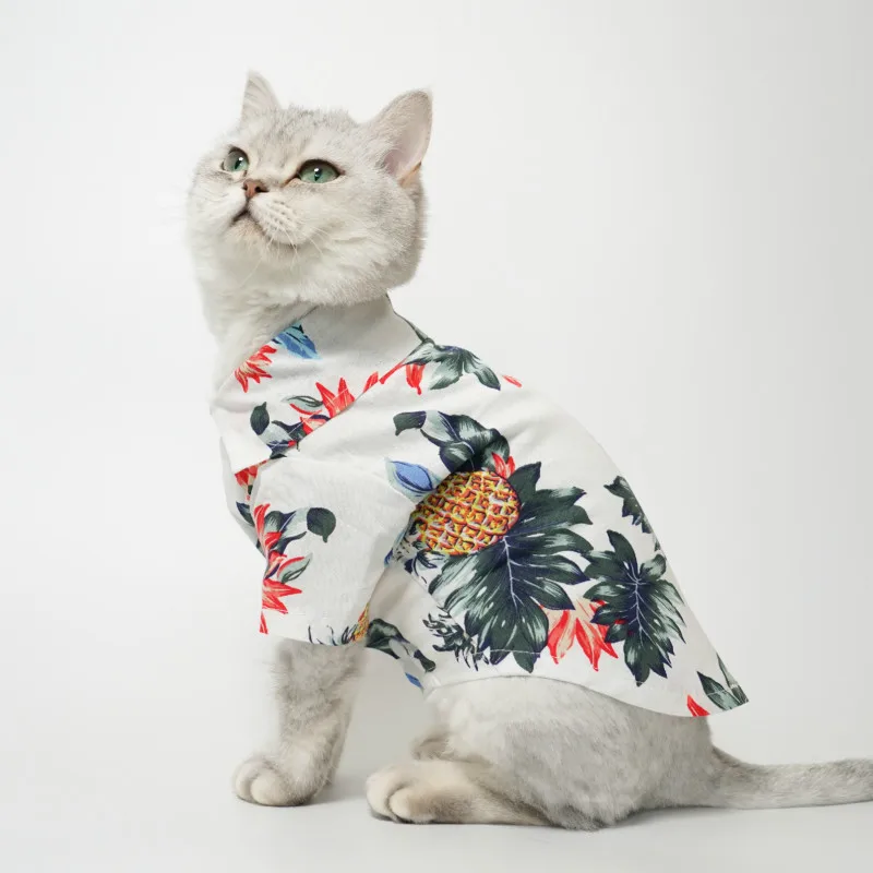 Pet Dog Cat Clothing Hawaiian Style Teddy Bear Schnauzer Shirt Hoodie Clothes Ropa Gato Hoodies | Дом и сад