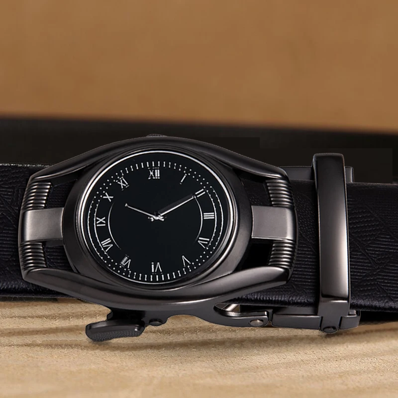 Мужской ремень с трещоткой из натуральной кожи коричневый дизайнерский воловьей