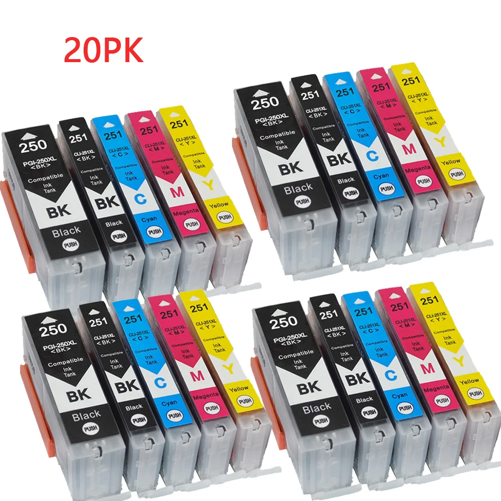 compatible ink cartridge for canon pgi 250xl pgi 250xl pgi250xl cli 251 cmy gy mg6320 pixma mg5420 mx722 mx922 ip7220 free global shipping