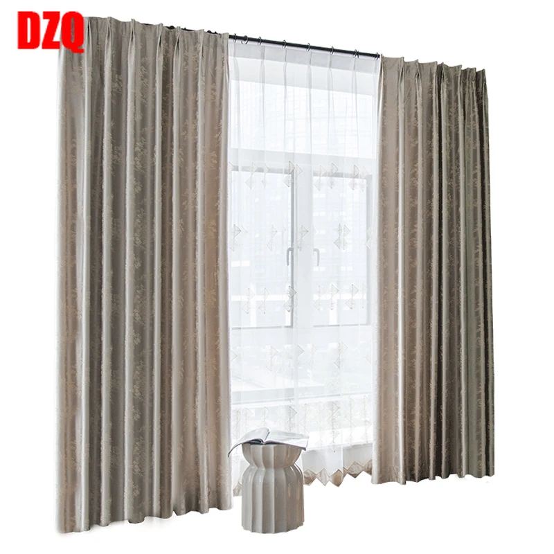 

New Simple Style Jacquard Curtains for Living Room Beige Color Blackout Curtains for Bedroom Window Curtain Drapes Home Decor