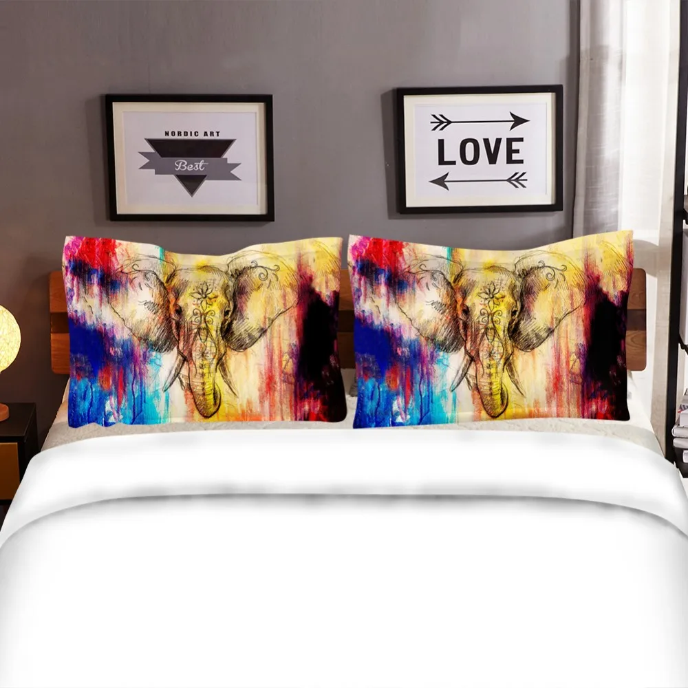 Слон живопись пододеяльник 2/3 шт эскиз животных комплект постельного белья