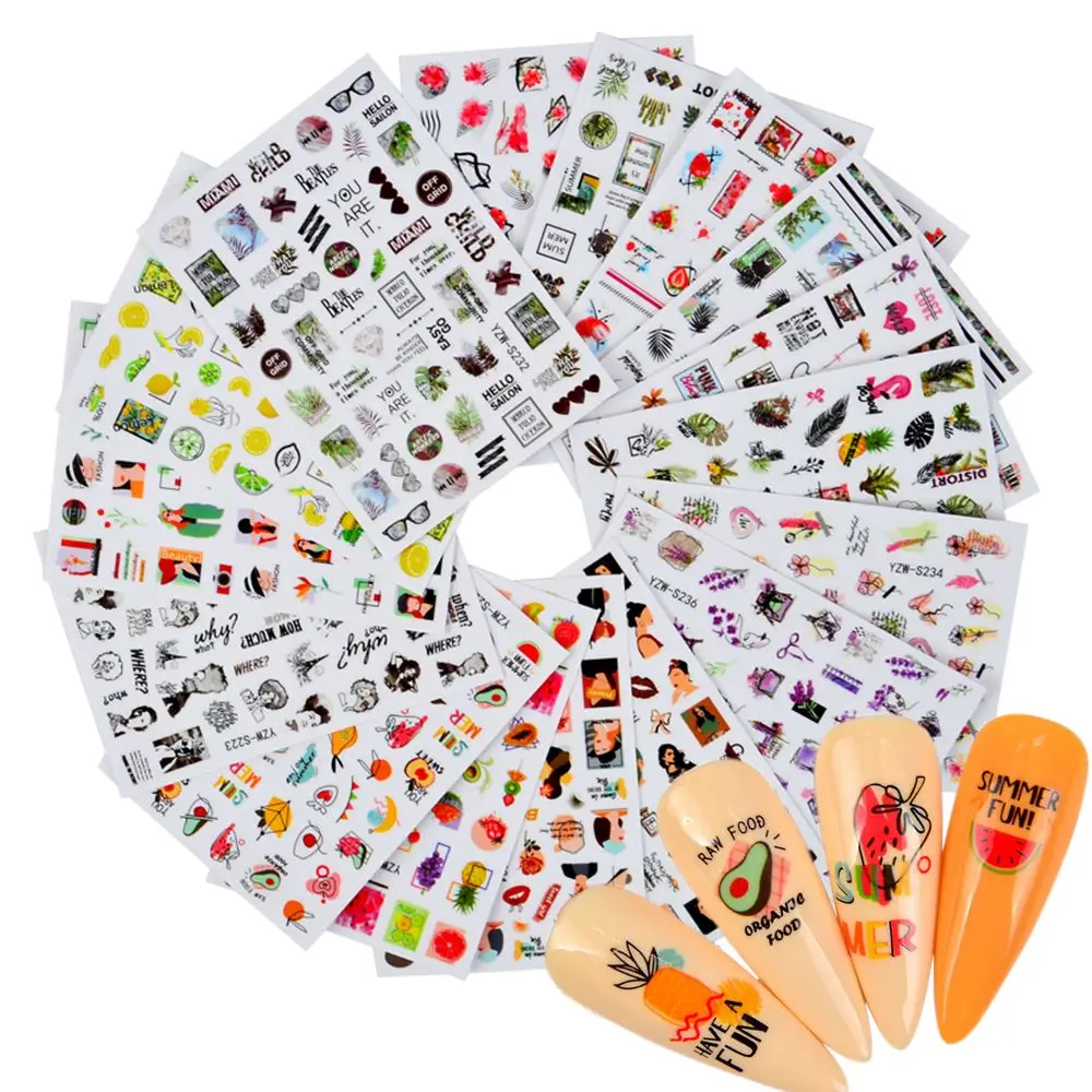 2021 летние наклейки с фруктами оранжевыми искусственными рисунками для ногтей