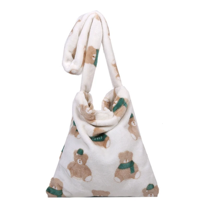 

Women Plush Handbags Shoulder Bag Crossbody Purse Shopping Bag Bear Printed