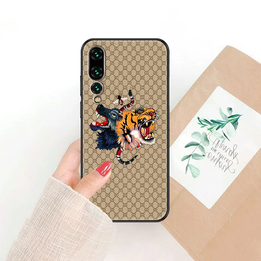 

Luxury Brand Ltalian Fashion Phone case For Huawei P Mate P10 P20 P30 P40 10 20 Smart Z Pro Lite 2019 black fashion prime pretty