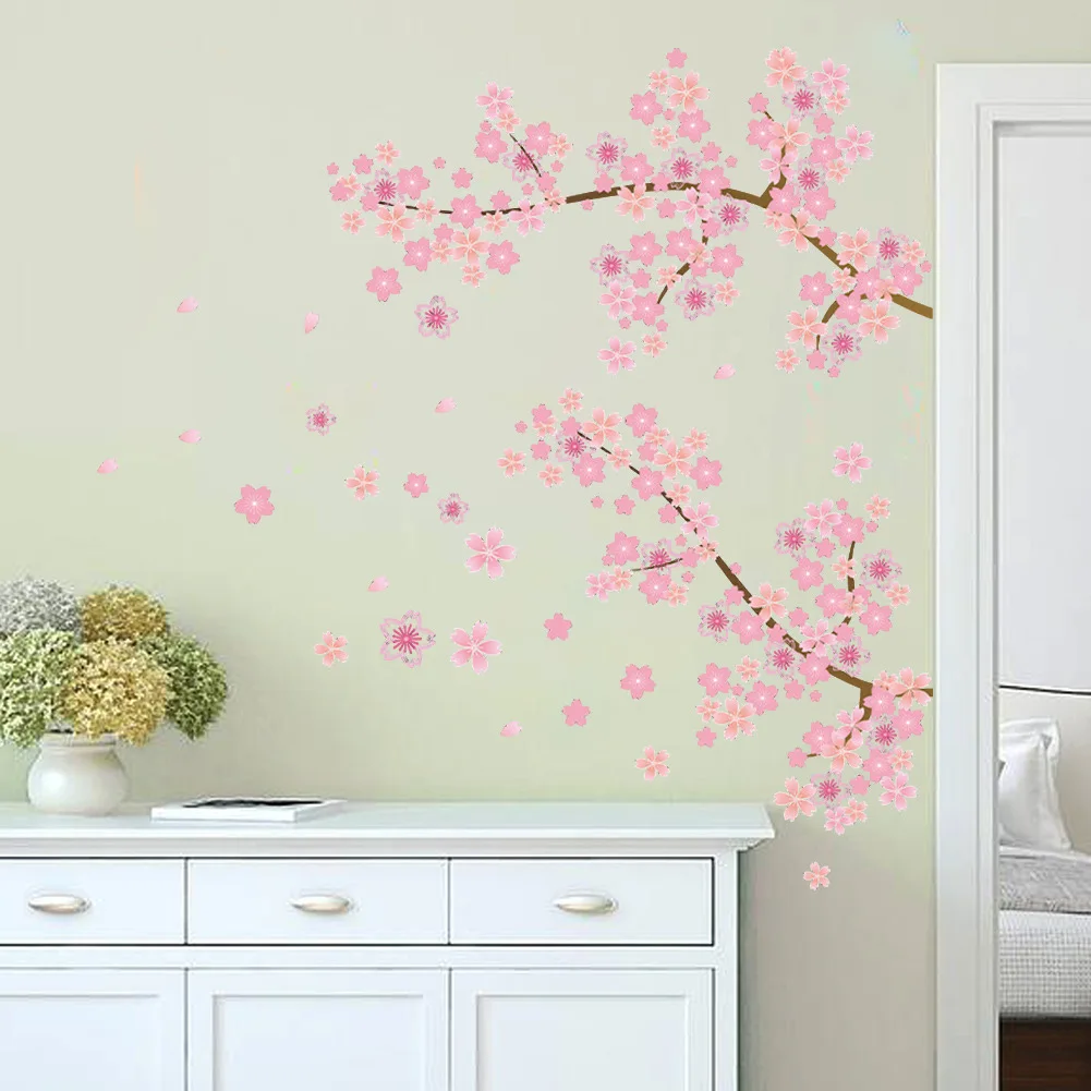 

Cherry Blossom Wall Stickers Flower Tree Branch Removable Sticker Bedroom Living Room Sofa TV Background Home Decoration