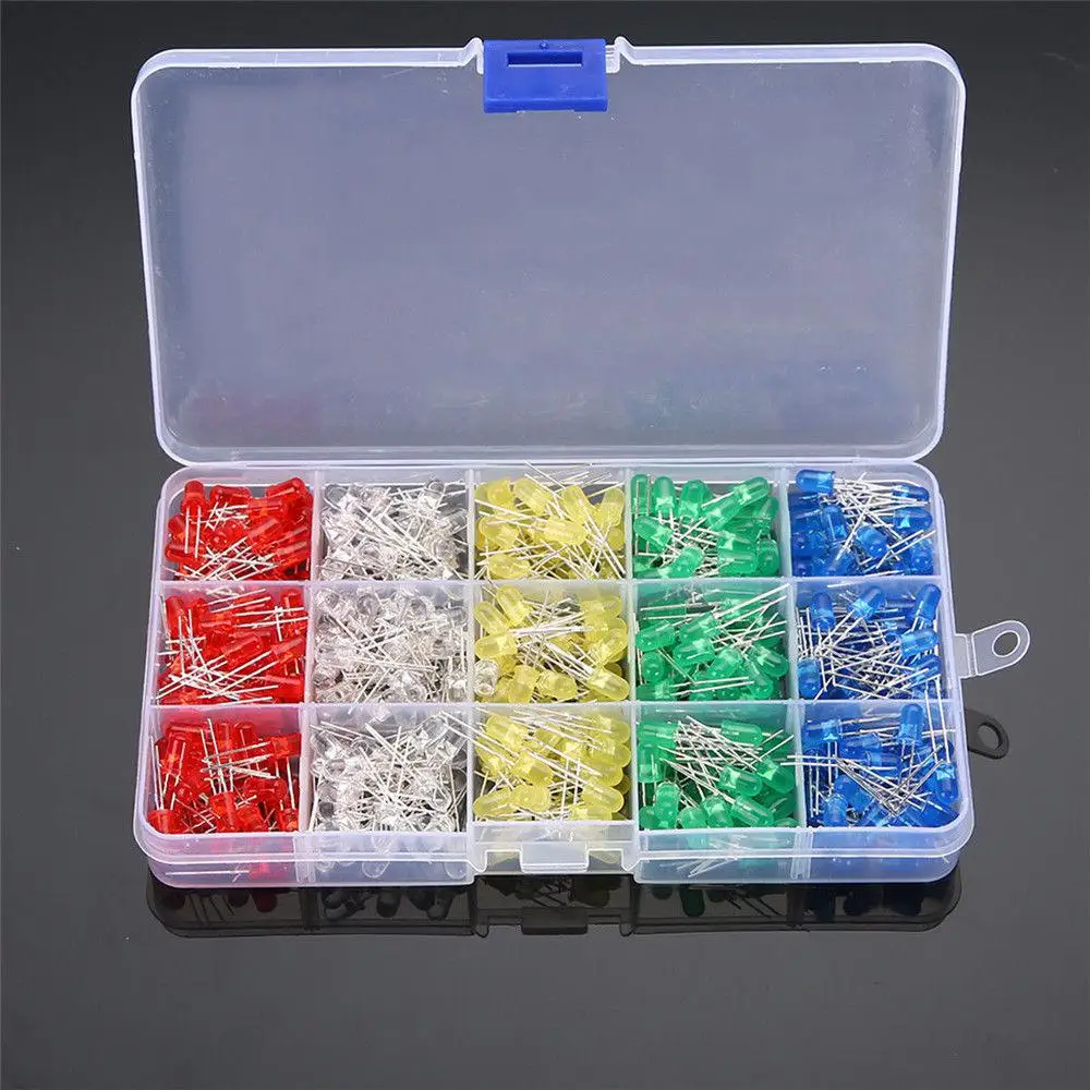 

500pcs 5mm Diodes Led Diodes Kit 5 Colors In Individual Boxes